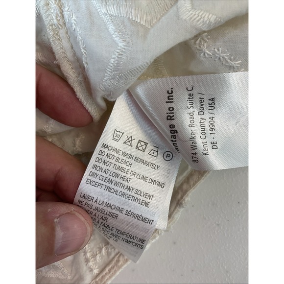 FARM RIO Star 3D Embroidered Blouse in Ivory XS Fairy Party Office‎ cropped - Picture 7 of 13